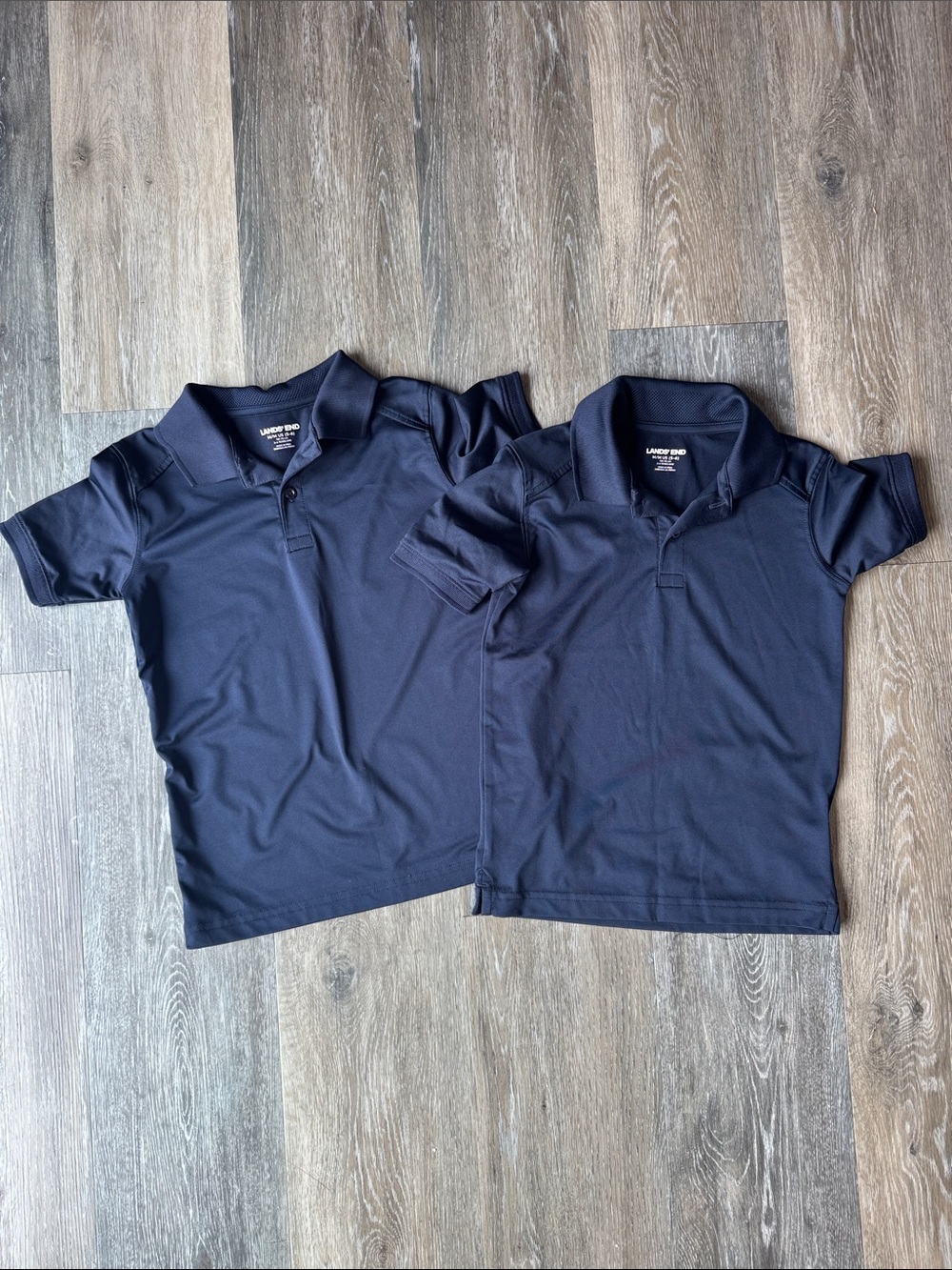 Lands' End Boys' Navy Short Sleeve Polo Pair